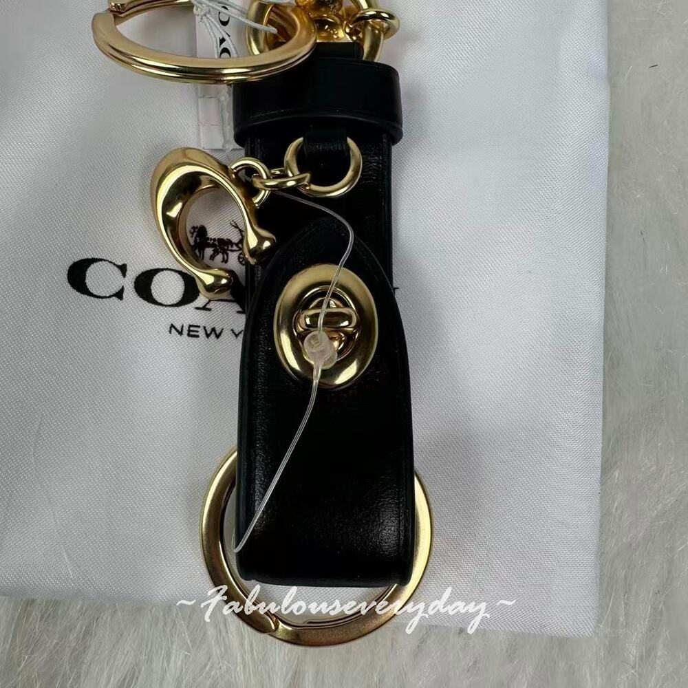 Coach Trigger Snap Bag Charm In Leather/Gold/Black CR727 NWT - Picture 4 of 7